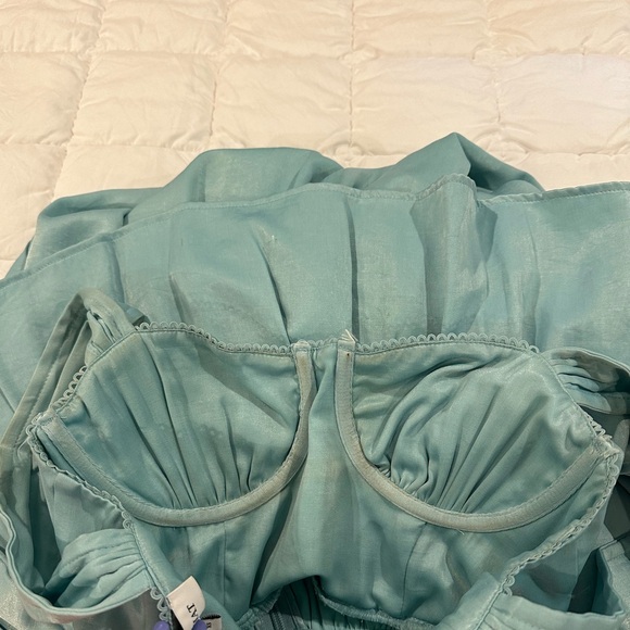 WeWoreWhat corset ruffle midi dress in blue - Picture 9 of 9